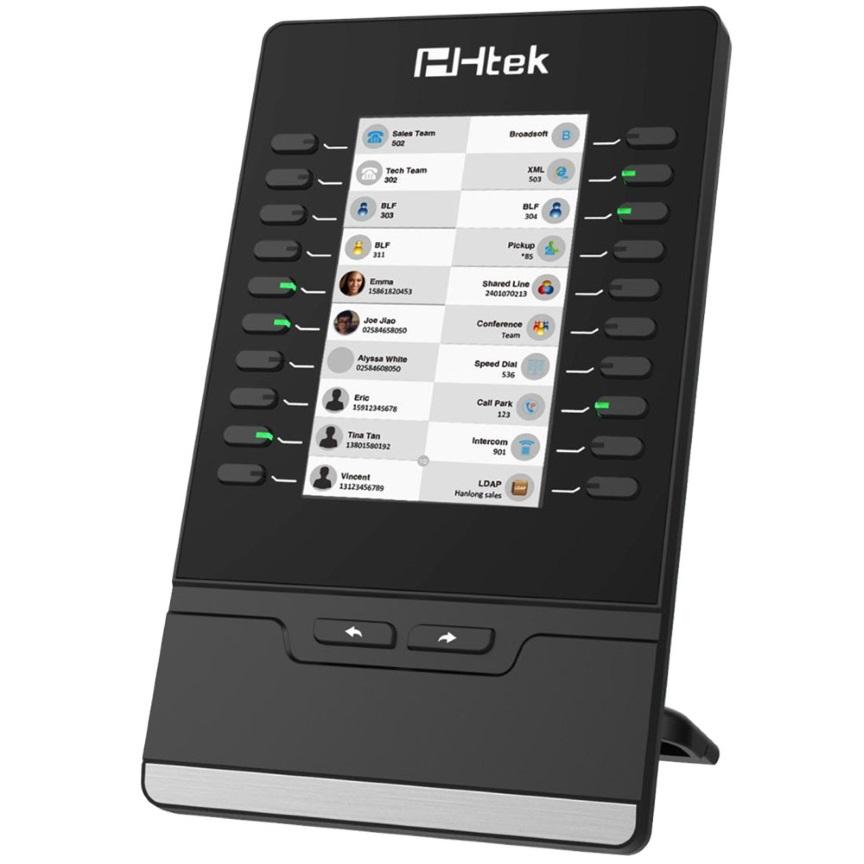 Htek UC46 Colour IP Phone Expansion Module with 20 programmable keys and a vibrant 800*480 color LCD display.